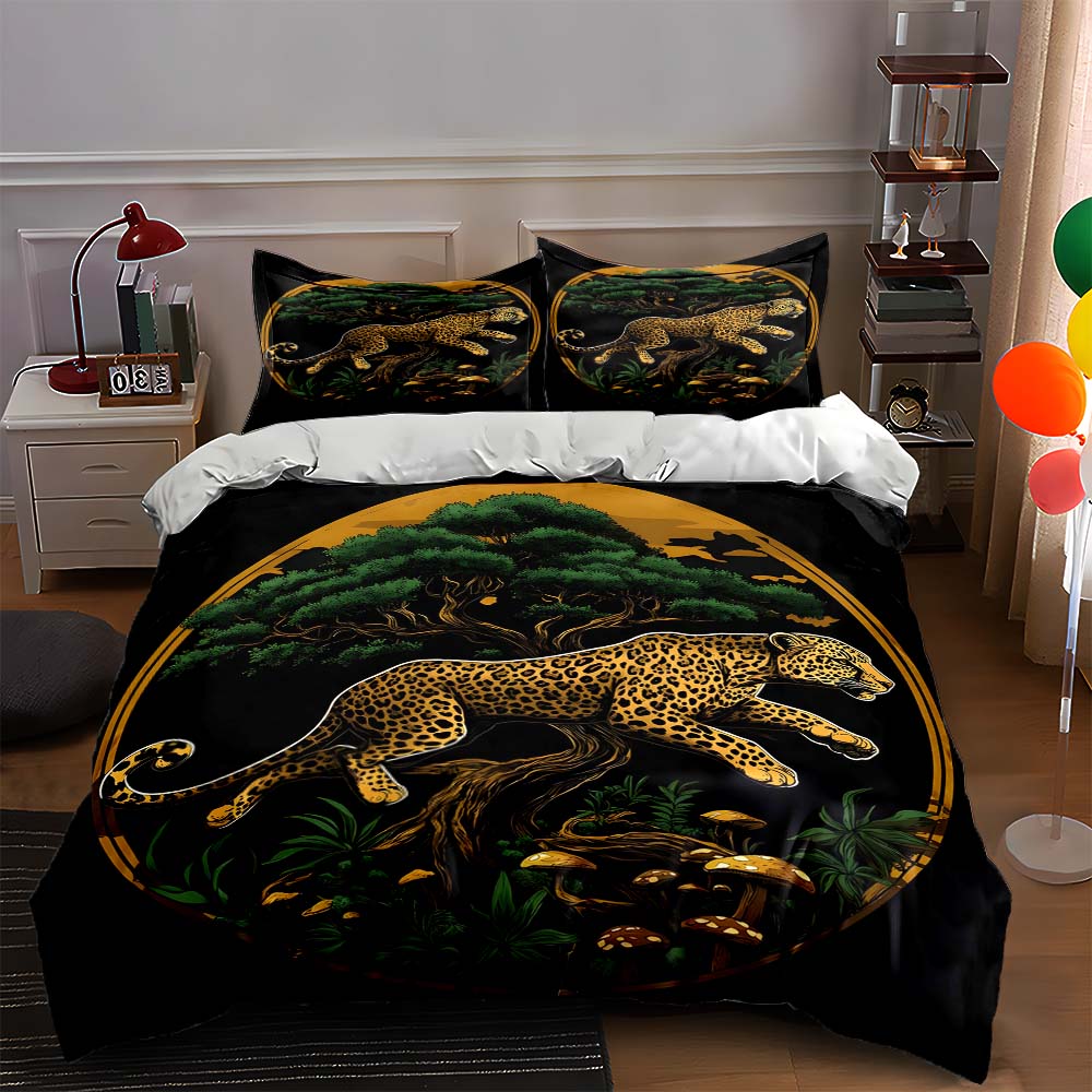 

Leaping leopard design. Bedding Duvet cover sets Duvet covers Pillowcases gifts (1 * Duvet Cover 2 * Pillowcases, without duvet insert) 135x200cm
