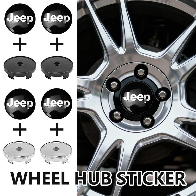 4Pcs Wheel Rim Center Hub Cap Decorative Cover for Jeep Renegade Wrangler JK JL Grand Cherokee Compass Car Exterior Accessories