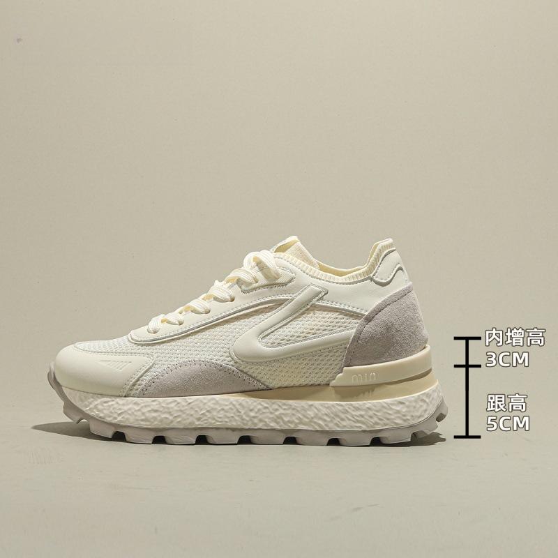 

Женские дышащие сетчатые кроссовки на толстой подошве с внутренней платформой, кроссовки Forrest Gump, новинка 2025 года, женская спортивная и повседневная обувь, увеличивающая рост 38 белый