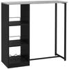 Breakfast Bar Table, Bar Table with 3-Tier Storage Shelf and Wine Rack, 105W X 40D X 105H Cm, Black