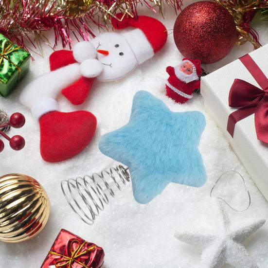 Star Tree Topper Furry Star Christmas Treetop Ornaments for Winter