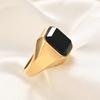 Stainless Steel Ring Trendy Fashion Minimalist 13MM Square Diamond Inlaid Elegant Unisex Band