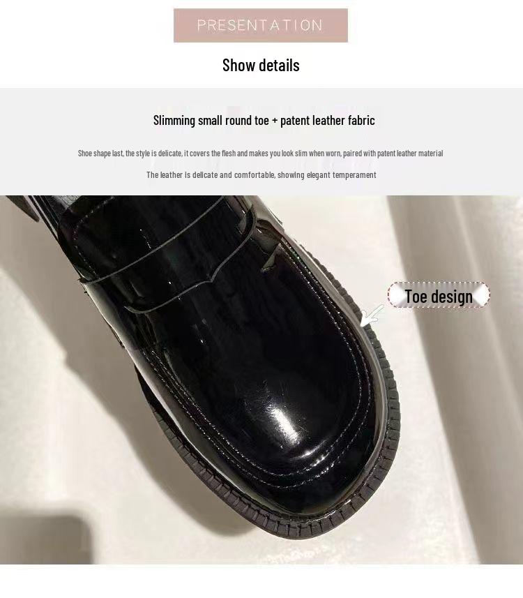 Patent Leather High Heel Mary Jane Loafers - Japanese Style