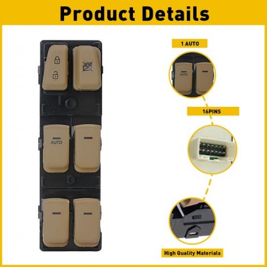 Master Power Switch Window For Hyundai Sonata 2011-2015 Front Left Beige EOA
