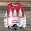 Ladies' Fashionable Casual Long Sleeved Christmas Printed Round Neck Knitted Yarn