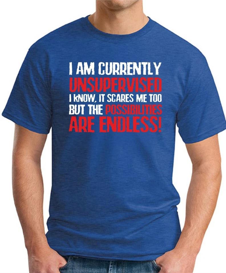I AM CURRENTLY UNSUPERVISED T-SHIRT Funny Slogan Novelty Mens Geeky Gift Geek 1 S
