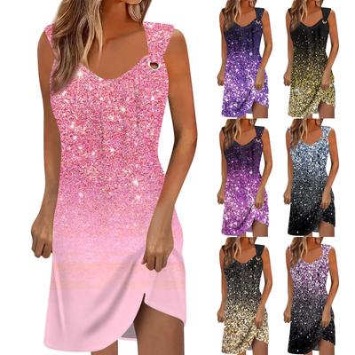 Damen Freizeitkleid Sommerkleid Unterkleid Kleid Gerafft Täglich Date Ausgehen Mode Basic Träger Ärmellos Lockere Passform