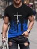 Men's Gradient Color And Alphabet 3D Printed Men's T-shirt FAITH With Crew Neck Short Sleeve Casual Trendy Tops