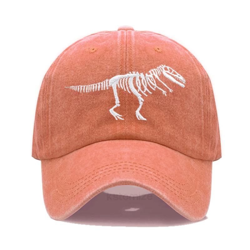 Dinosaur Skeleton Embroidered Baseball Cap for Women Men Fashion Adjustable Soft Cotton Dad Hat Unisex Classic Golf Caps