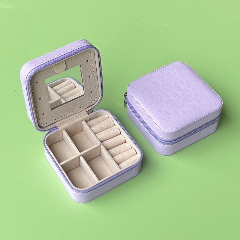 Compact Anti-Oxidation Jewelry Box with Mirror for Earrings, Rings, and Nail Accessories