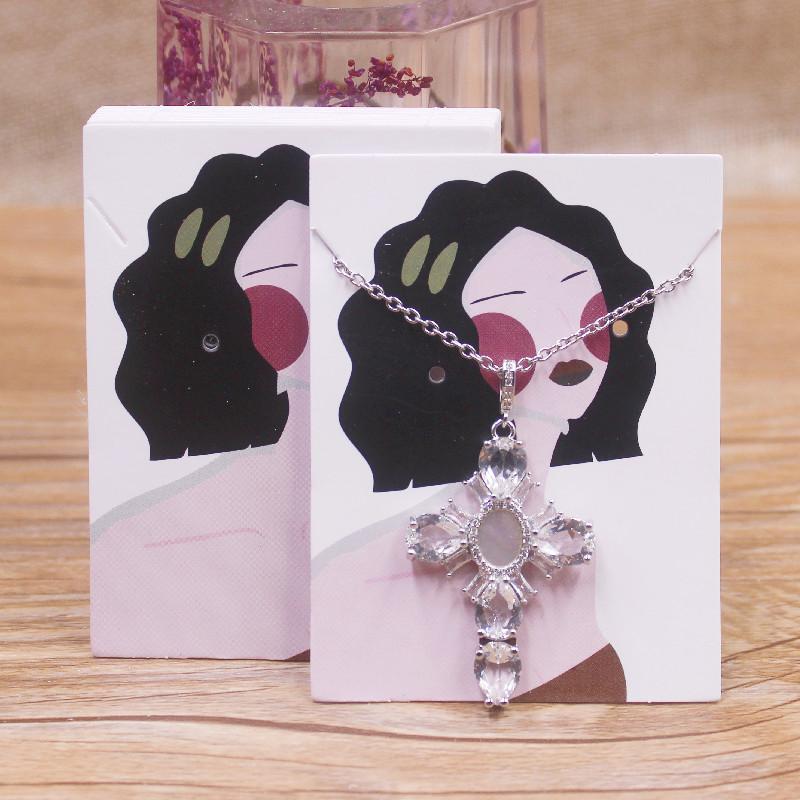 Zerong 50 Stück Schmuckset Verpackungskarte Blumenstil Ohrringe und Halskette Präsentationskarten