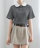 Keulleiseu Pretty Line Collar T-Shirt_Pink