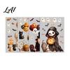 Waterproof Pumpkin Ghost Murals 4Pcs Halloween Cartoon Window Clings Scarecrow Stickers Home Beautification Supplies Removable Decals for Storefront