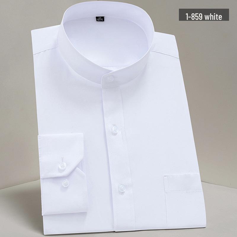 Men s Four Seasons Slim Fit Stand-up Collar Long Sleeve Shirt 2XL