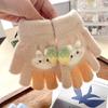 1Pair Cute Cartoon Kids Plush Knitted Gloves Winter Outdoor Warm Thickened Windproof Gloves For 1-5 Years Old Full Finger Gloves