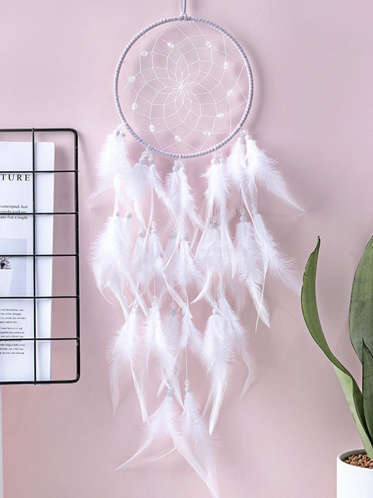 

Ловец Снов Белое Перо Музыка Ветра Ручная Работа Комната Девочки Спальня Настенные Украшения Подарок на День Рождения Фестиваль Домашний Декор белый