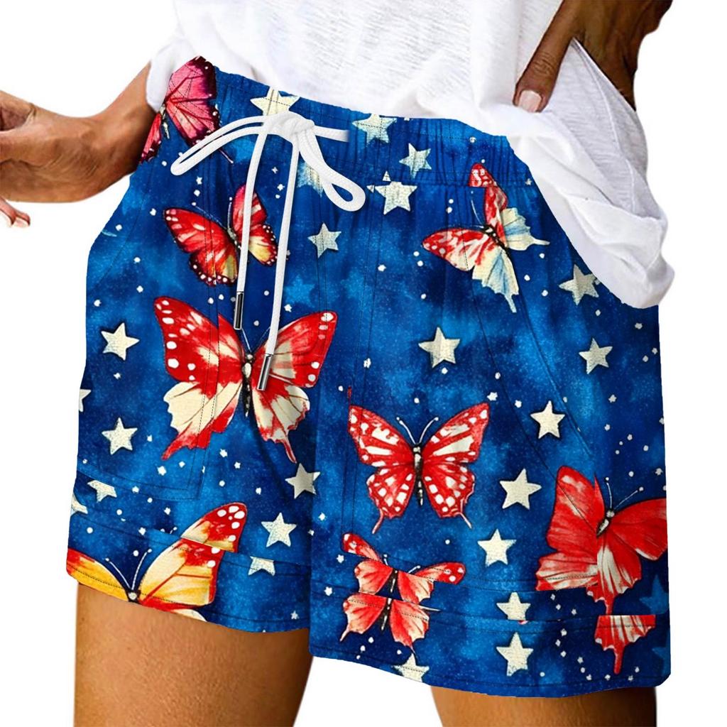 Women's Casual  Summer Elastic Beach Shorts  Print Casual Shorts