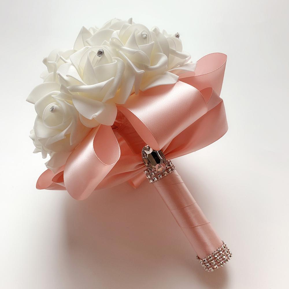 Mariée Demoiselle d'honneur Bouquet de mariage 12 Couleurs Roses Artificielles Fleurs à tenir Mariage Bouquet Accessoires de mariage