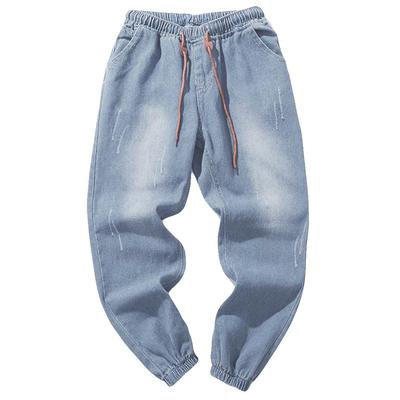 Men's Casual Autumn Denim Cotton Vintage Wash Hip Hop Work Trousers Jeans Pants