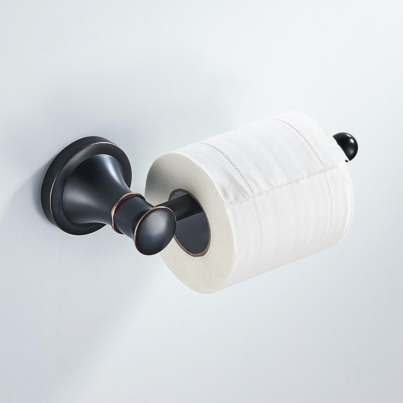 Bathroom Bath Toilet Paper Holder Robe Hook Bathroom Retractable Towel Hanging Rod Black Zinc Alloy EL852