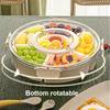Saplı Altı Bölmeli Döner Meyve Tepsisi Kapaklı Nem Geçirmez Kuru Meyve Tepsisi Taşınabilir Modern Ev Yuvarlak Atıştırmalık Kutusu Kapaklı