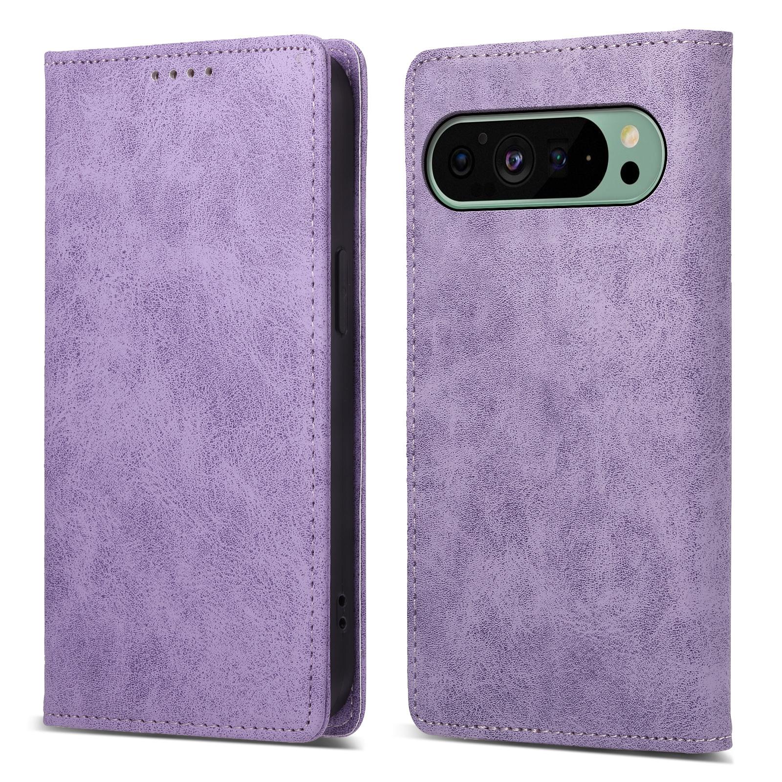 

DF-05 Чехол-кошелек для Google Pixel 9/Pixel 9 Pro, противоударный кожаный откидной чехол Purple