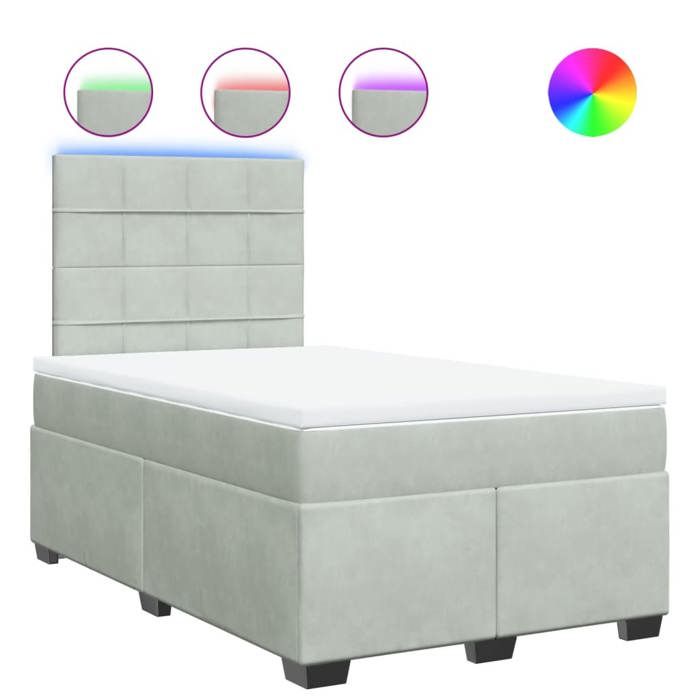 VidaXL Sommier à lattes de lit et matelas Gris clair 120x200cm Velours, lit, lit à plate-forme, lit à panneaux, meuble de 3293182