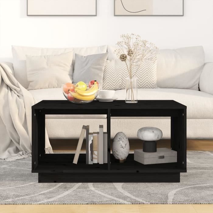 814438 vidaXL Table basse Noir 80x50x40 cm Bois massif de pin