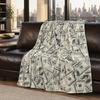 Creative U.S. Money Blanket, Single-Sided Thickened Polyester Throw Blanket, Soft Warm Nap Blanket for Sofa Bed Couch