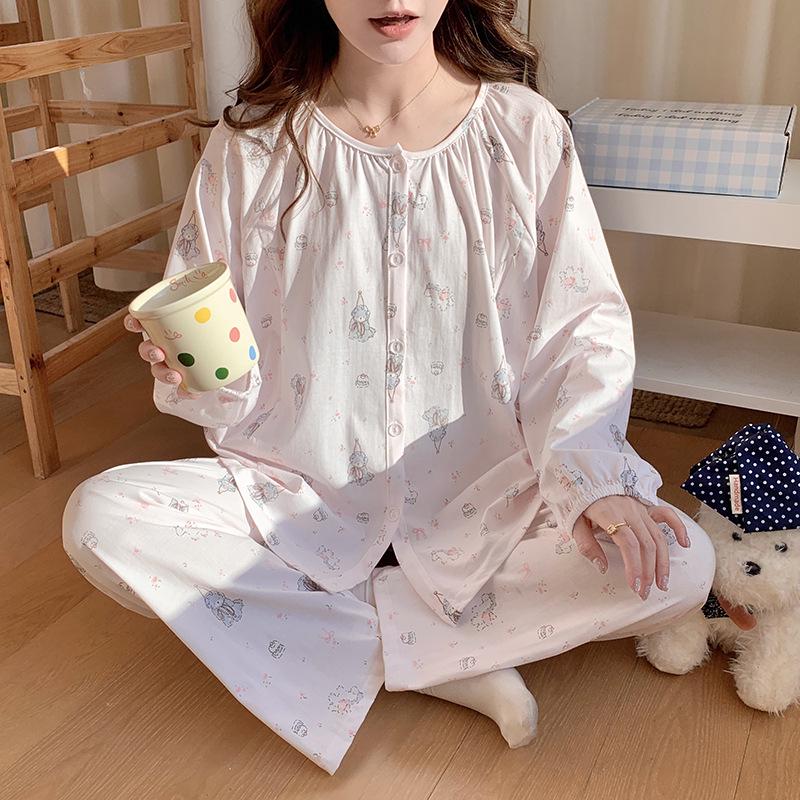 

A-Type Pure Cotton Antibacterial Postpartum Pajamas for Maternity and Nursing L (for 115-130 lbs)