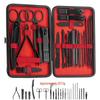 24-Piece Black & Red Manicure Set: Nail Clipper, Tweezers, Ear Pick, Scissors