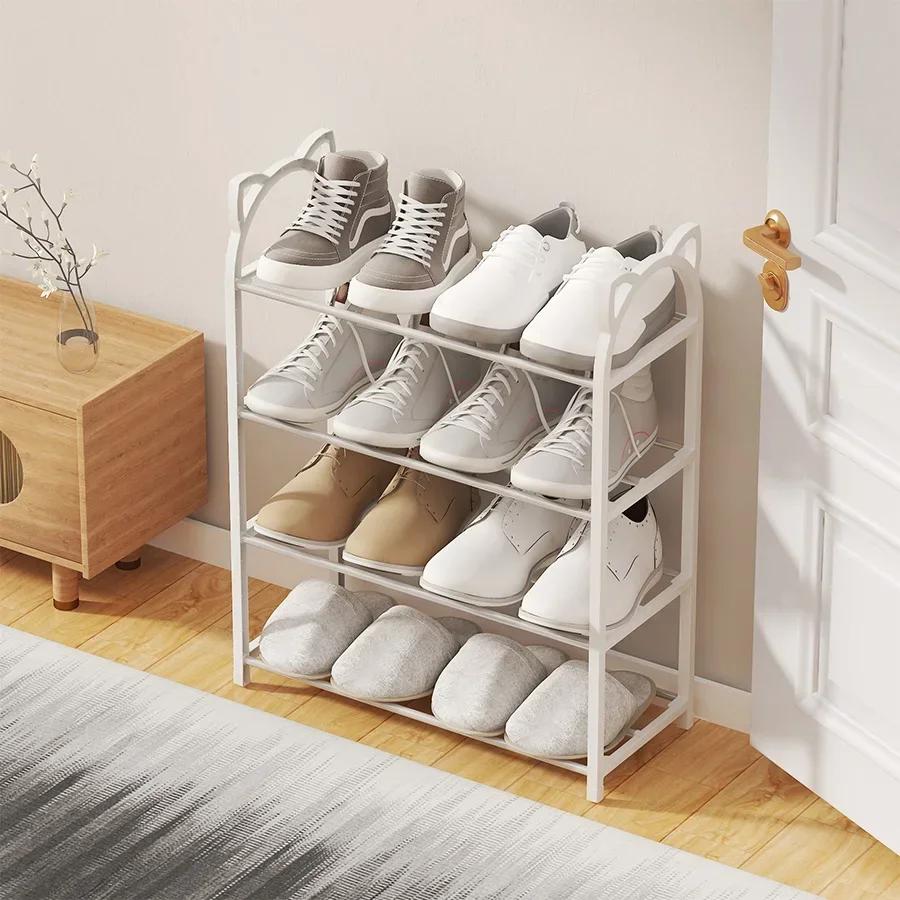 Simple Shoe Rack 4-layer Practical Shoe Cabinet Home Shoe Storage Rack Space-saving Removable Cat Galvanized Tube Shoe Rack