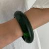 SHIXIN Vintage Resin Acrylic Geometric Circle Bangle for Women Elegant Smooth Metal Chunky Wide Cuff Bracelet Hand Jewelry Gift
