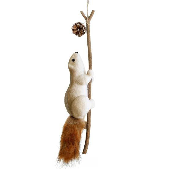 Foam Squirrel Ornament 3D Artificial Squirrel Figurine with Pine Cones Berries Cute