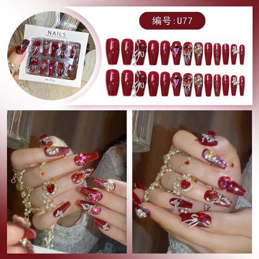 Handgefertigte Nagelkunst Tragenägel Fertigprodukte Fortgeschrittener Reiner Stil Nagelaufkleber Fertigprodukte Vollstein Großer Diamant Nagelaufkleber Kollektion