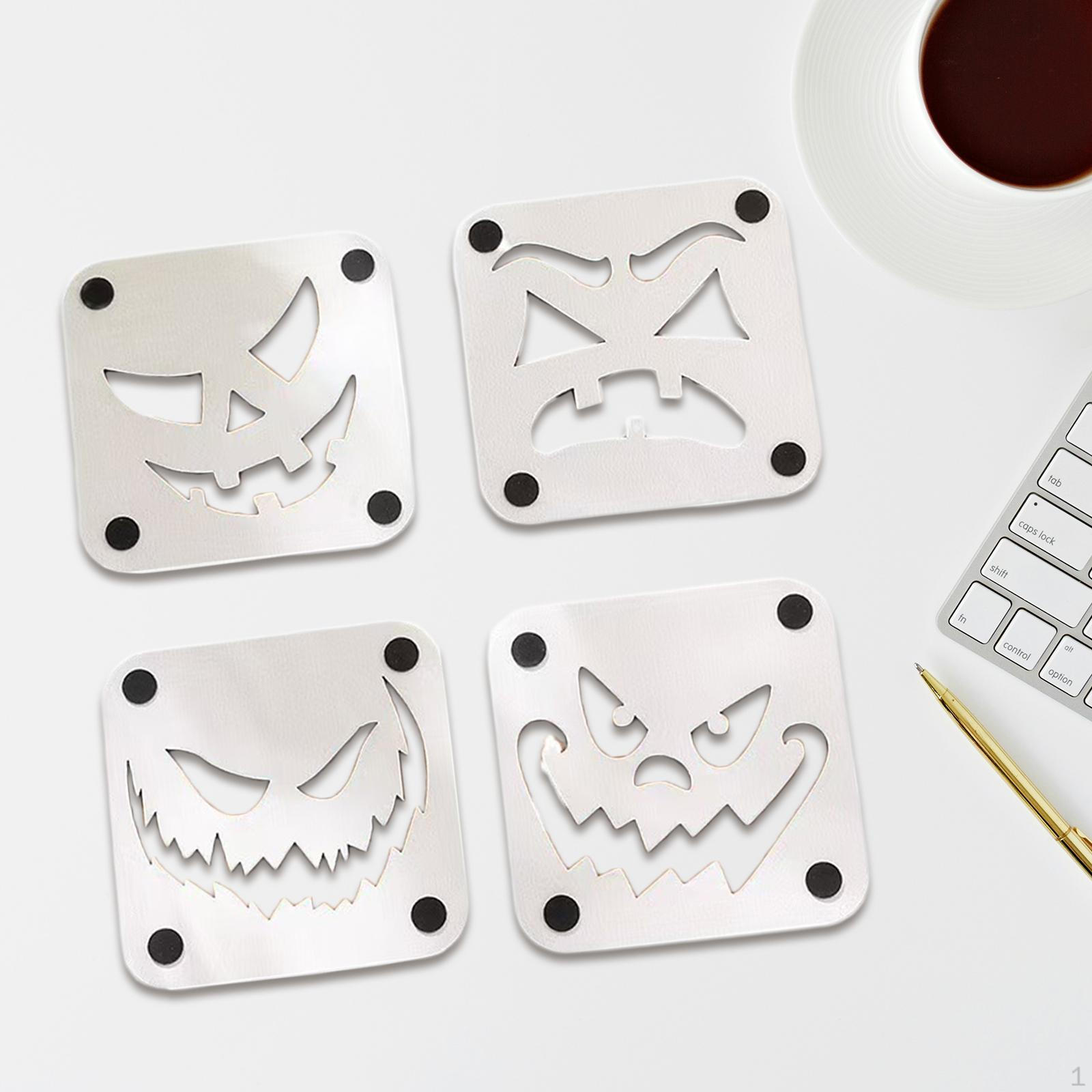 

4 Подставки на Хэллоуин, Стеклянные Оригинальные Защитники Стола, Изоляционные Подкладки, Дом белый