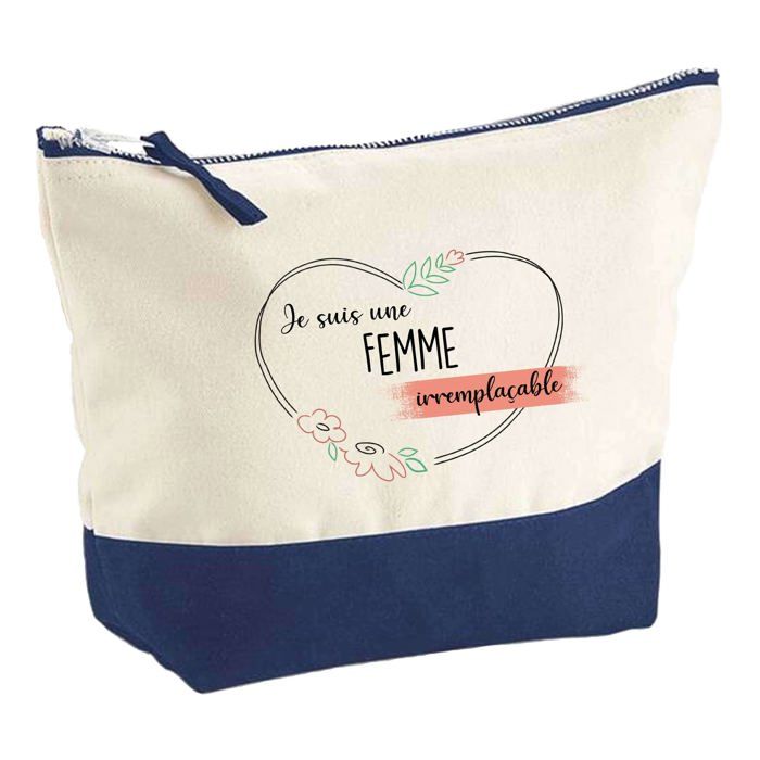 Trousse de maquillage - PLANETEE - Femme Irremplaçable - Grand format - Coton - Impression HD