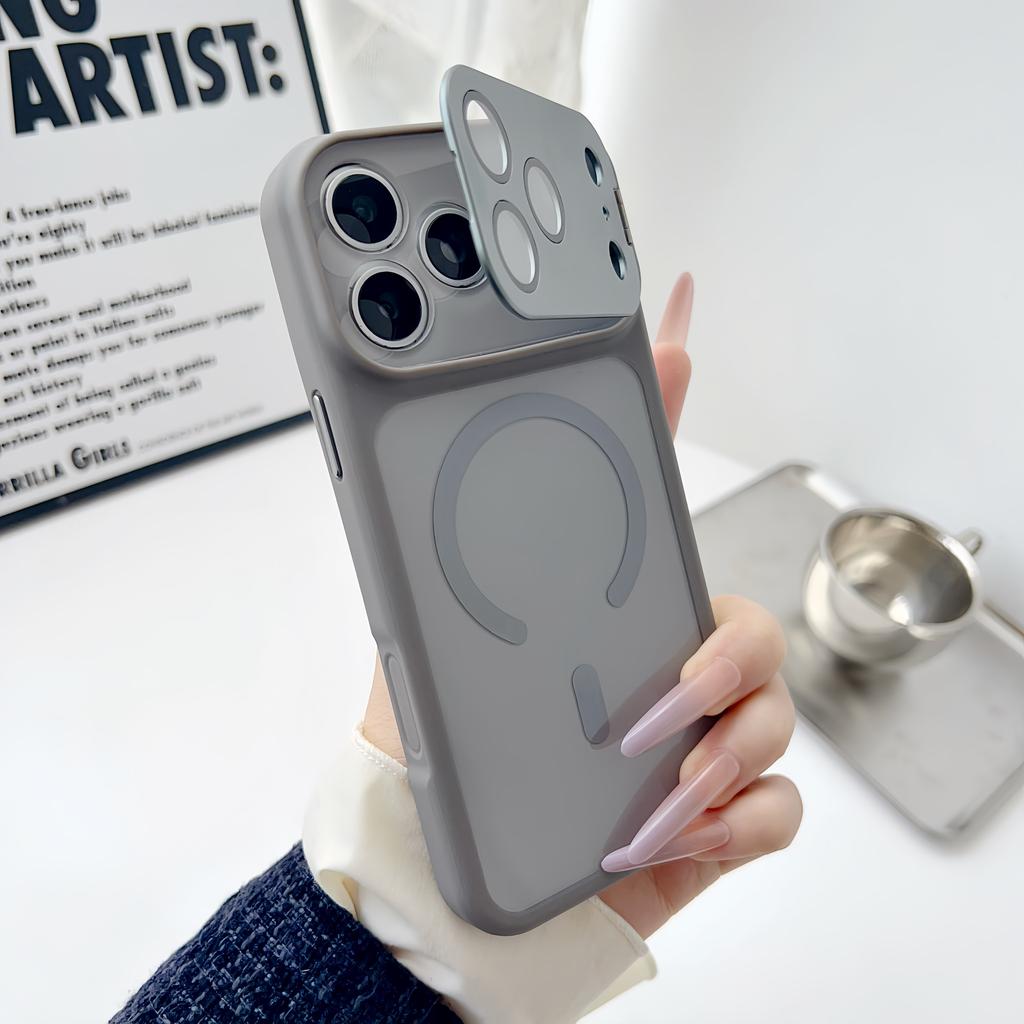 Metal Lens Holder Magnetic For Case For For Iphone 17 16 Plus 1 14 13 12 Pro Max Wireless Charging Acrylic Hard Back Cover