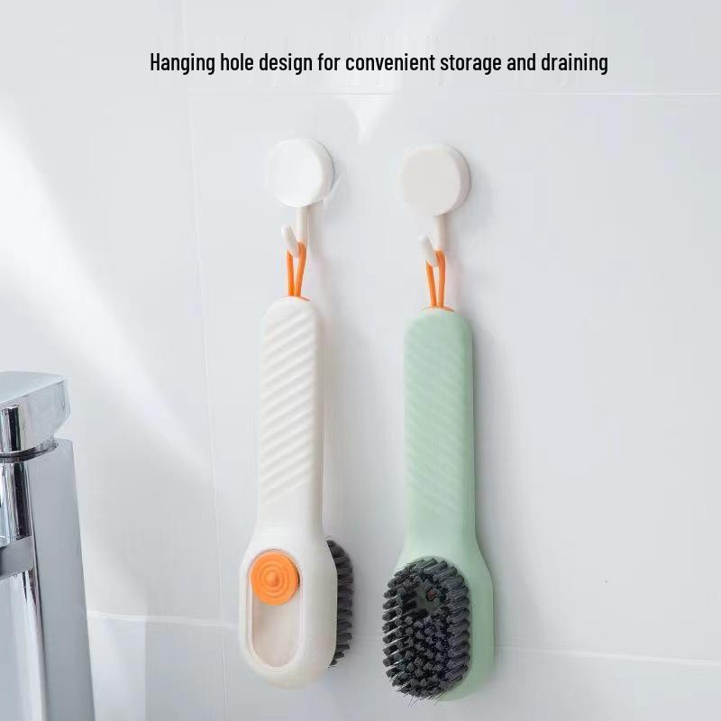 Press-to-Dispense Multifunctional Cleaning Brush with Handle for Bathroom, Kitchen, Crevices, and Floors