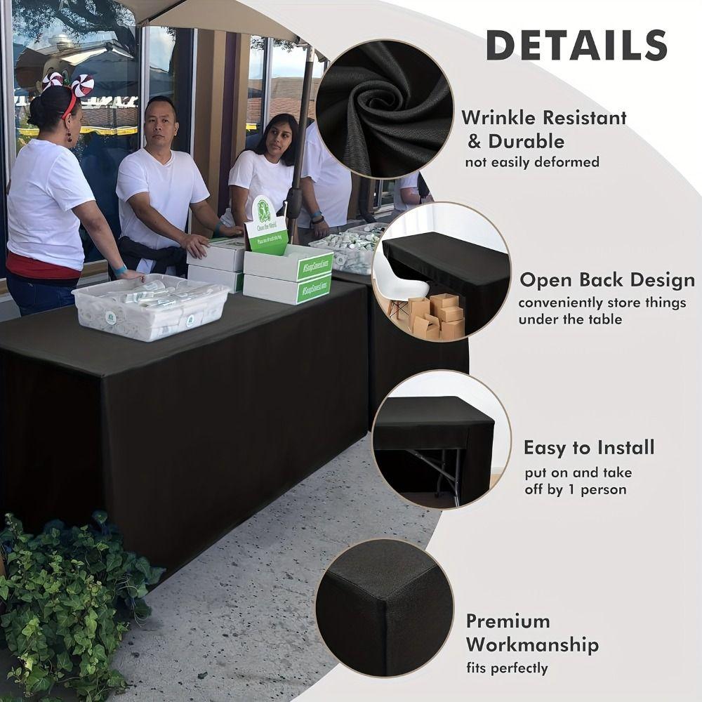 Solid Color Stretch Tablecloth 6FT Rectangular Table Skirts Exhibition Table Decor  Wedding Party