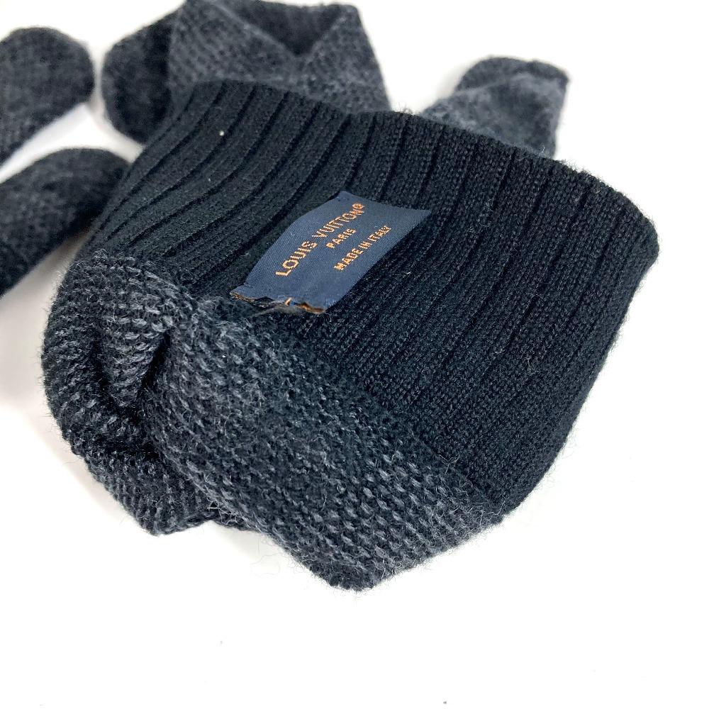 Louis Vuitton M77992 Damier Graphite Globe Neo Petit Damier Glove Wool Black