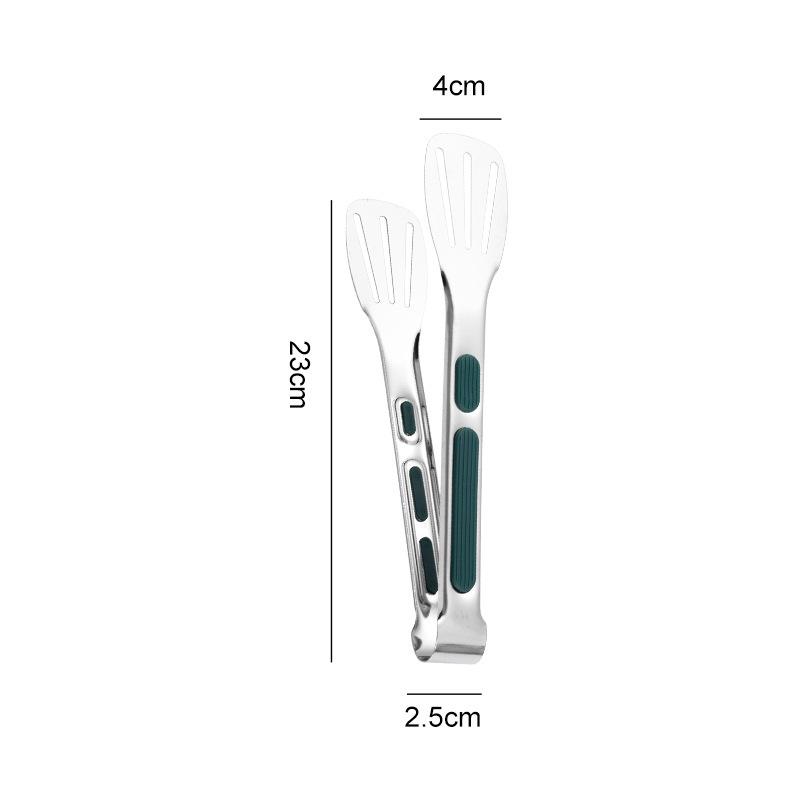 304 Stainless Steel Triple-Line Kitchen Tongs for Bread, Barbecue, and Buffet