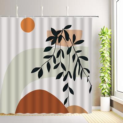 Abstraktný záves do sprchy v štýle stredného storočia Boho oblúk Slnko Moderné Minimalistické Listy rastlín Dekorácia kúpeľne Látkové závesy s háčikmi