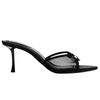 Summer Women's Sandals Bow Decorated Sexy Black Mesh Peep Toe High Heeled  Ladies Party Shoes Elegant Slingback Stilettos