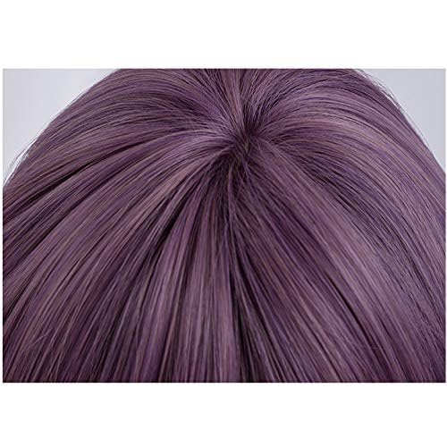 Harajuku-style purple short wig, semi-long, men's, fashionable, with net, natural look, unisex