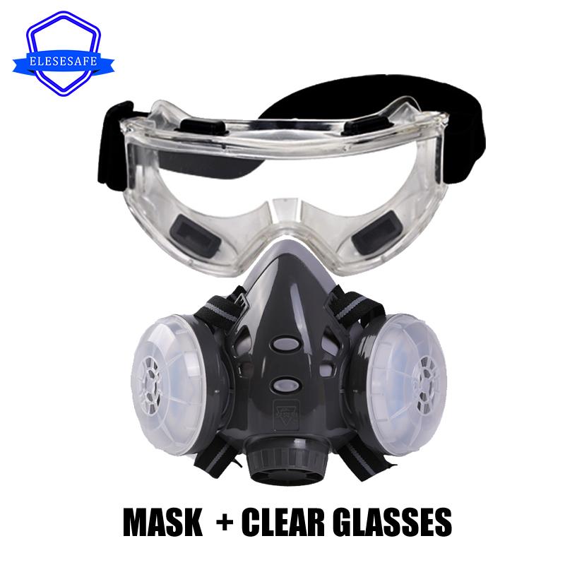 Half Face Dustproof Respirator Work Face Mask Safety Glasses Cotton Filters For Carpenter Polishing Daily Haze Safety Protection