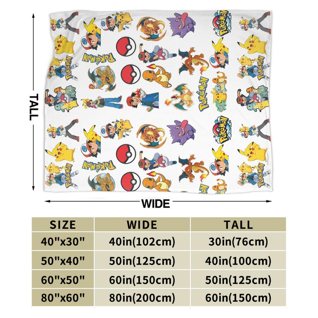 Pokemoned Anime Cartoon Flannel Blanket  Awesome Throw Blankets for  Sofa Bedding Lounge 150*125cm Bedspread,