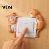 Easy Installation Wall Art 3D Cat Light Switch Sticker, Decorative Resin Plate Cover, Cute Animal Double Socket Guard Stickers, Peel And Stick