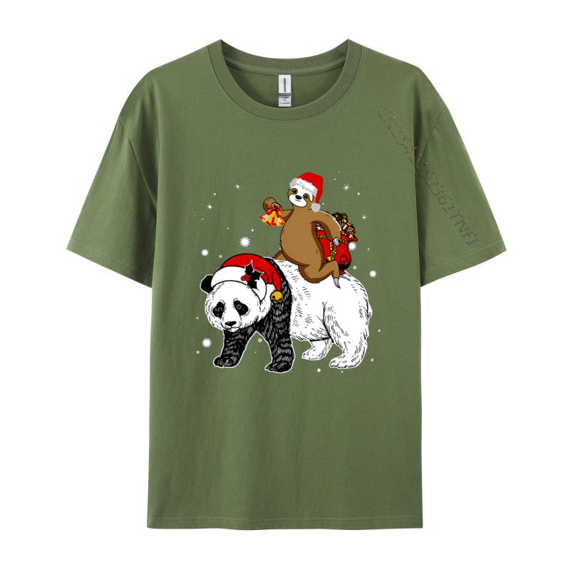 Santa Sloth Riding Panda Lover Funny Tshirts Tees Coupons Funny Tshirt Cotton Boy T Shirt Leisure Luxury T Shirt