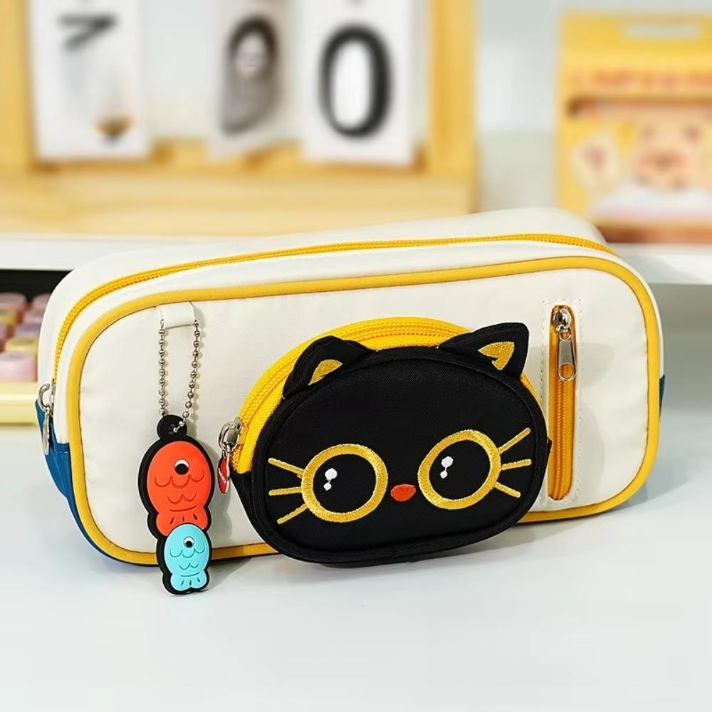 Cartoon Pencil Case Portable Pen Box Stylish Accessory 3D Cat Pen Bag  Office